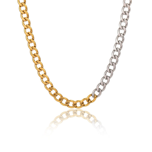 Stainless Steel Electroplated Fashion Cuban Chain Necklace For Men And Women