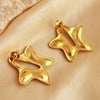 Stainless Steel Electroplated Fivepointed Star And Heart Shape Earrings Couple Style Niche Ins Design