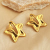 Stainless Steel Electroplated Fivepointed Star And Heart Shape Earrings Couple Style Niche Ins Design