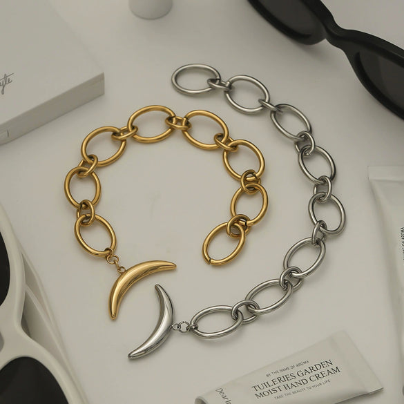 Stainless Steel Electroplated Geometric Light Luxury Moon Ot Buckle Bracelet Jewelry