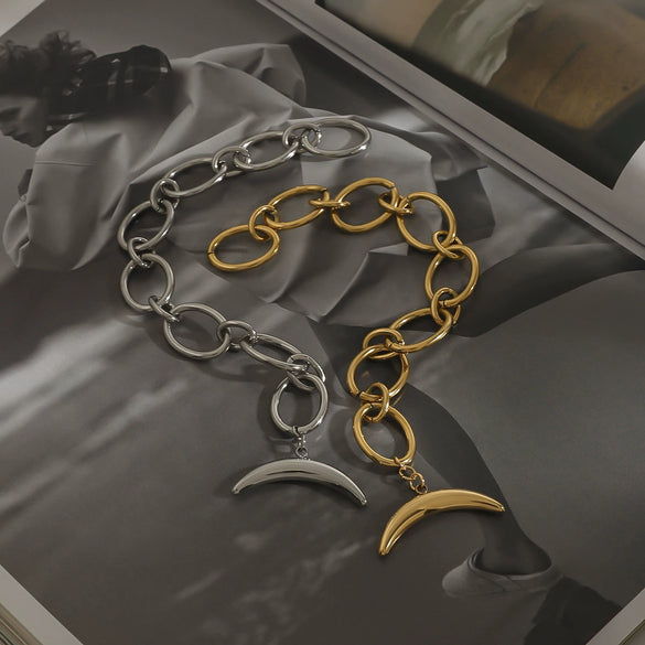 Stainless Steel Electroplated Geometric Light Luxury Moon Ot Buckle Bracelet Jewelry