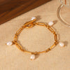 Stainless Steel Electroplated Geometric Style Women's Bracelet With Freshwater Pearl
