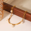 Stainless Steel Electroplated Geometric Style Women's Bracelet With Freshwater Pearl