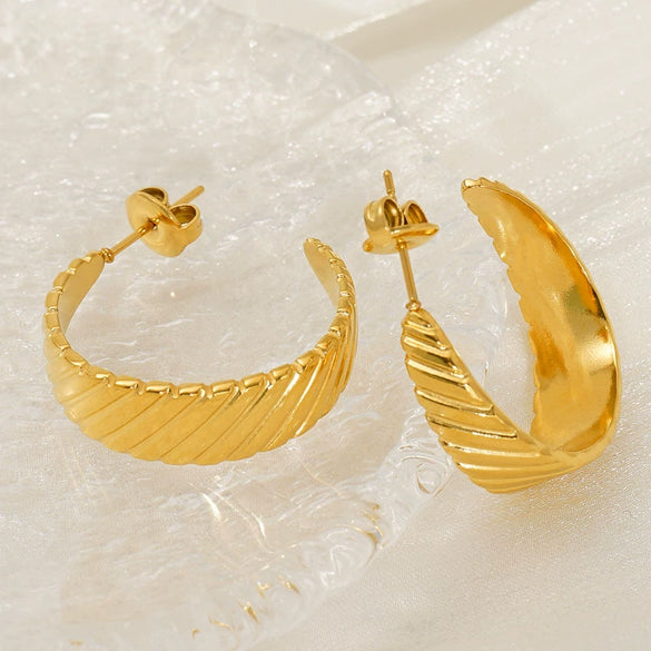 316L Stainless Steel Electroplated Geometric Ushaped Retro Style Earrings