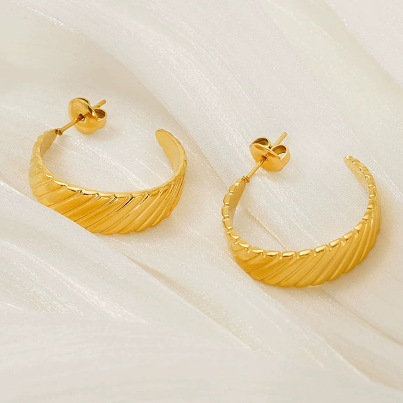 316L Stainless Steel Electroplated Geometric Ushaped Retro Style Earrings