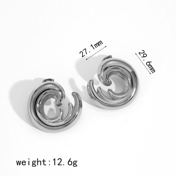 Stainless Steel Electroplated Geometric Wave Shaped C Shaped Women's Earrings