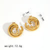 Stainless Steel Electroplated Geometric Wave Shaped C Shaped Women's Earrings