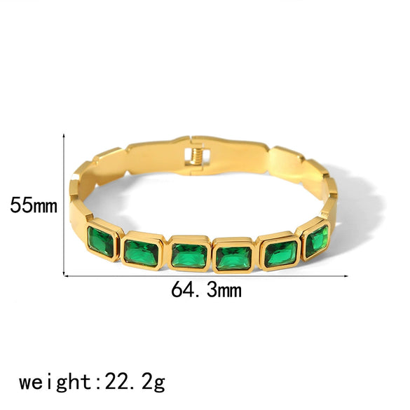 Stainless Steel Electroplated Geometric Zircon Inlaid Bracelet Jewelry