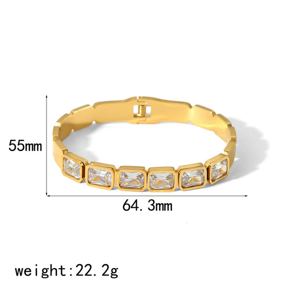 Stainless Steel Electroplated Geometric Zircon Inlaid Bracelet Jewelry