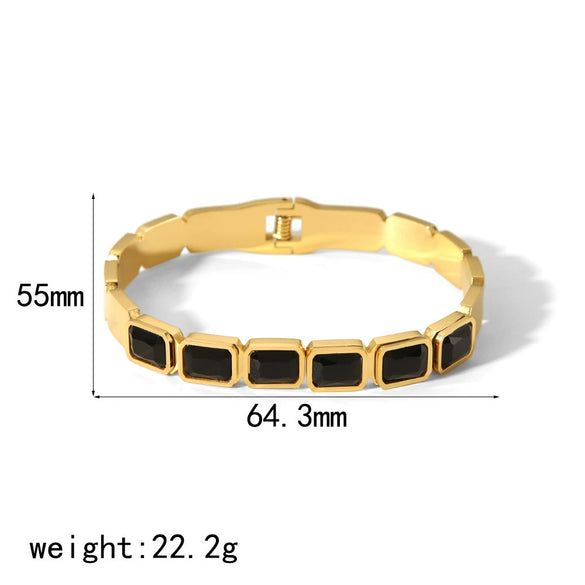 Stainless Steel Electroplated Geometric Zircon Inlaid Bracelet Jewelry