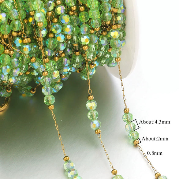 Stainless Steel Electroplated Gold Natural Stone Crystal Clip Bead Chain Diy Jewelry Accessories Bracelet Necklace