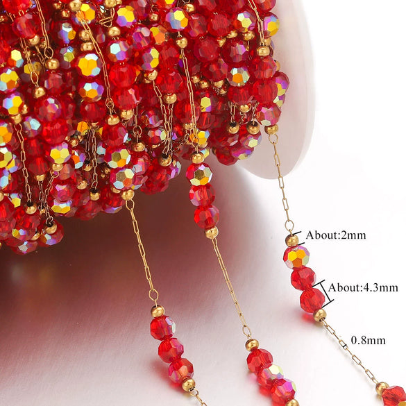 Stainless Steel Electroplated Gold Natural Stone Crystal Clip Bead Chain Diy Jewelry Accessories Bracelet Necklace