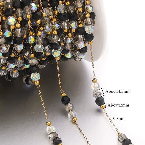 Stainless Steel Electroplated Gold Natural Stone Crystal Clip Bead Chain Diy Jewelry Accessories Bracelet Necklace