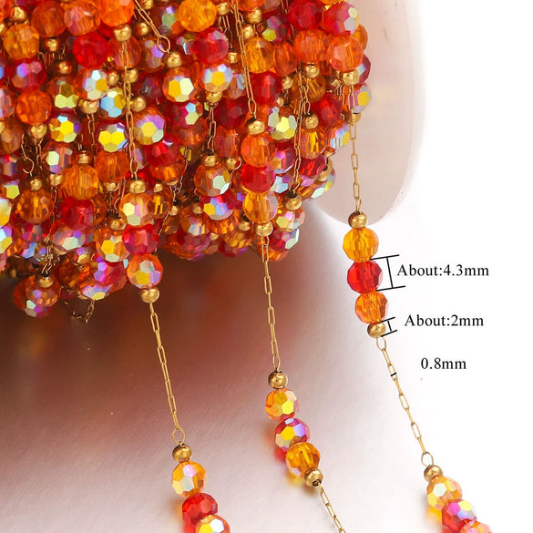 Stainless Steel Electroplated Gold Natural Stone Crystal Clip Bead Chain Diy Jewelry Accessories Bracelet Necklace