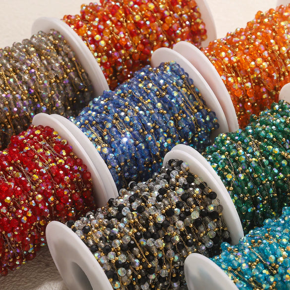 Stainless Steel Electroplated Gold Natural Stone Crystal Clip Bead Chain Diy Jewelry Accessories Bracelet Necklace