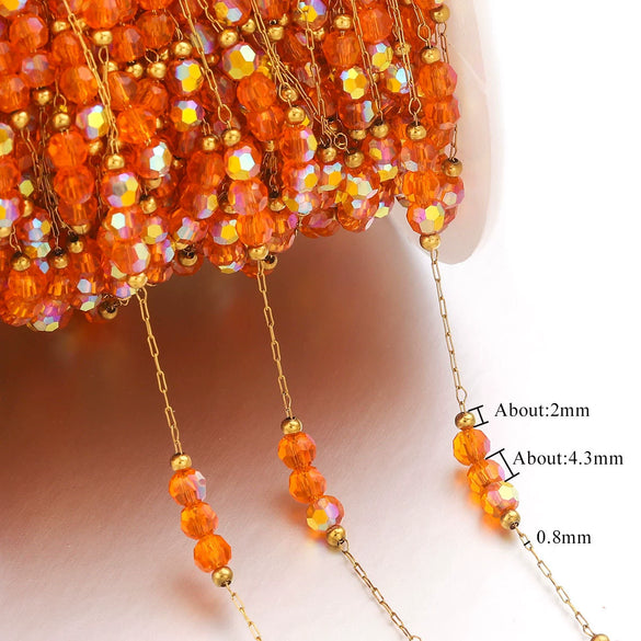Stainless Steel Electroplated Gold Natural Stone Crystal Clip Bead Chain Diy Jewelry Accessories Bracelet Necklace