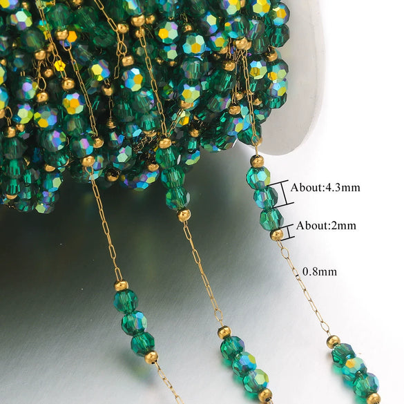 Stainless Steel Electroplated Gold Natural Stone Crystal Clip Bead Chain Diy Jewelry Accessories Bracelet Necklace
