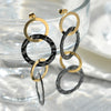 Stainless Steel Electroplated Gold Vintage Geometric Round Jewelry Earrings And Bracelet