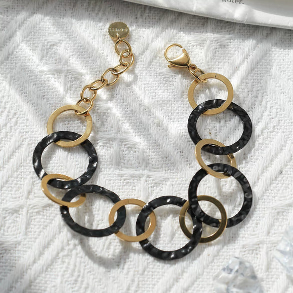 Stainless Steel Electroplated Gold Vintage Geometric Round Jewelry Earrings And Bracelet
