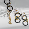 Stainless Steel Electroplated Gold Vintage Geometric Round Jewelry Earrings And Bracelet