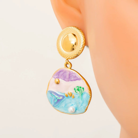 Stainless Steel Electroplated Handmade Women's Light Luxury Style Earrings