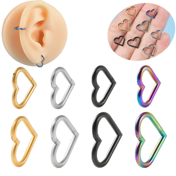Stainless Steel Electroplated Heartshaped Earrings Lip Ring Interface Ring Ear Bone Ring