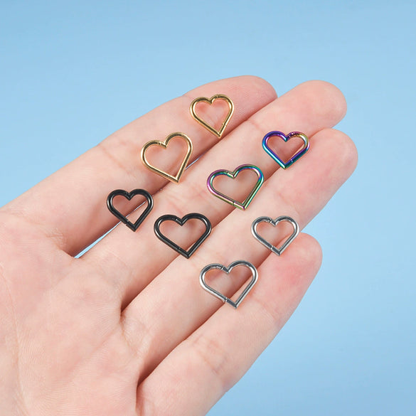 Stainless Steel Electroplated Heartshaped Earrings Lip Ring Interface Ring Ear Bone Ring