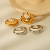 Stainless Steel Electroplated Hollow Geometric Earrings For Women