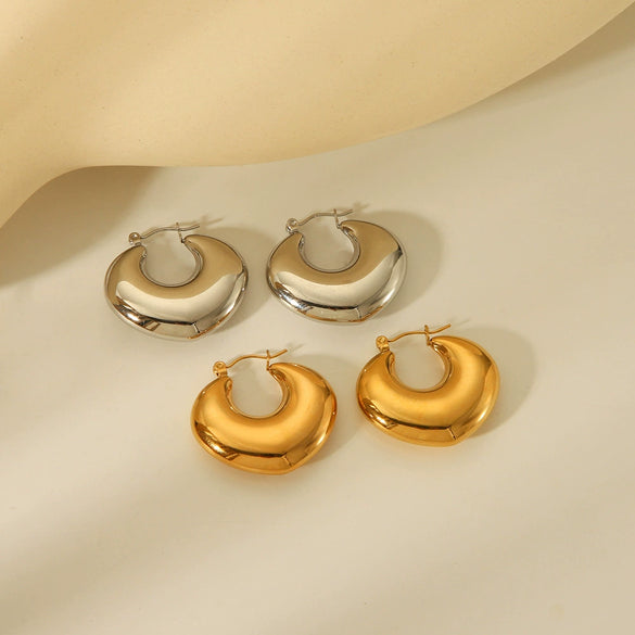 Stainless Steel Electroplated Hollow Geometric Earrings For Women