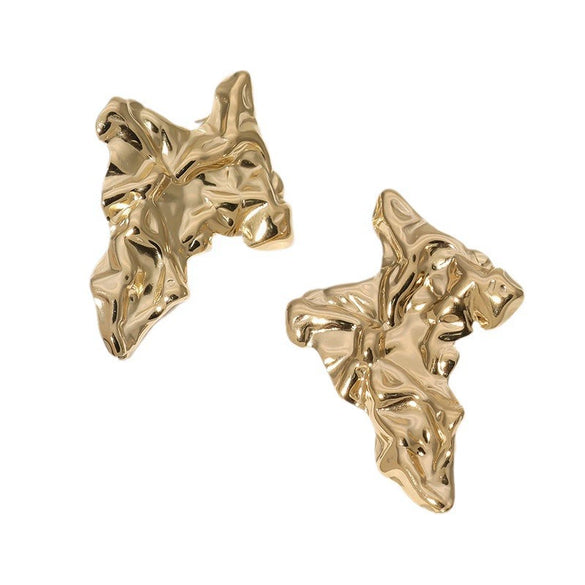 Stainless Steel Electroplated Irregular Pleated Women's Earrings