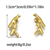 Stainless Steel Electroplated 18K Gold Fashion Personality Reindeer Antler Stud Earrings For Women
