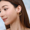Stainless Steel Electroplated 18K Gold Women's Sun Moon Fashionable Earrings