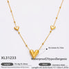Stainless Steel Electroplated 18K Real Gold Geometric Bow Heart Flower Clavicle Necklace For Women