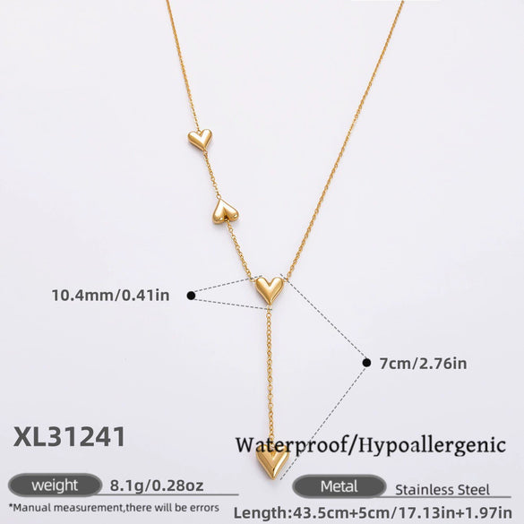 Stainless Steel Electroplated 18K Real Gold Geometric Bow Heart Flower Clavicle Necklace For Women