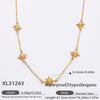 Stainless Steel Electroplated 18K Real Gold Geometric Bow Heart Flower Clavicle Necklace For Women
