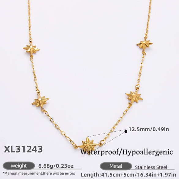 Stainless Steel Electroplated 18K Real Gold Geometric Bow Heart Flower Clavicle Necklace For Women