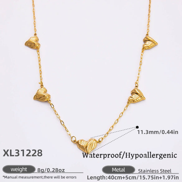 Stainless Steel Electroplated 18K Real Gold Geometric Bow Heart Flower Clavicle Necklace For Women