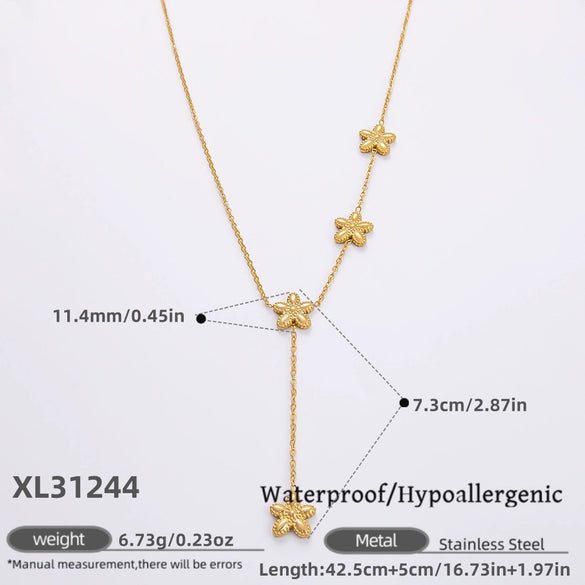 Stainless Steel Electroplated 18K Real Gold Geometric Bow Heart Flower Clavicle Necklace For Women