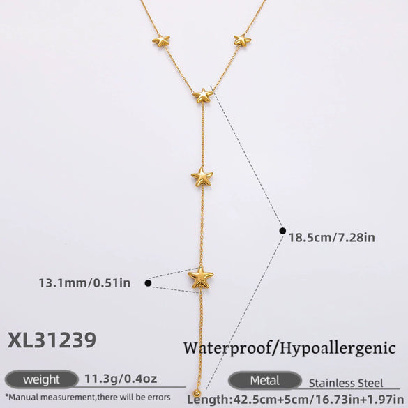 Stainless Steel Electroplated 18K Real Gold Geometric Bow Heart Flower Clavicle Necklace For Women