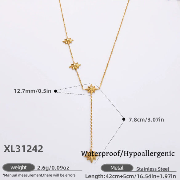 Stainless Steel Electroplated 18K Real Gold Geometric Bow Heart Flower Clavicle Necklace For Women