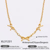 Stainless Steel Electroplated 18K Real Gold Geometric Bow Heart Flower Clavicle Necklace For Women
