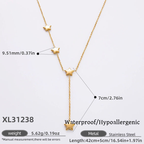 Stainless Steel Electroplated 18K Real Gold Geometric Bow Heart Flower Clavicle Necklace For Women