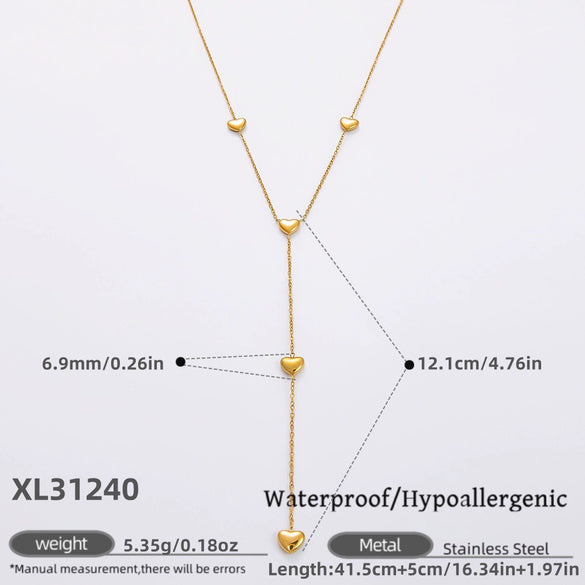 Stainless Steel Electroplated 18K Real Gold Geometric Bow Heart Flower Clavicle Necklace For Women