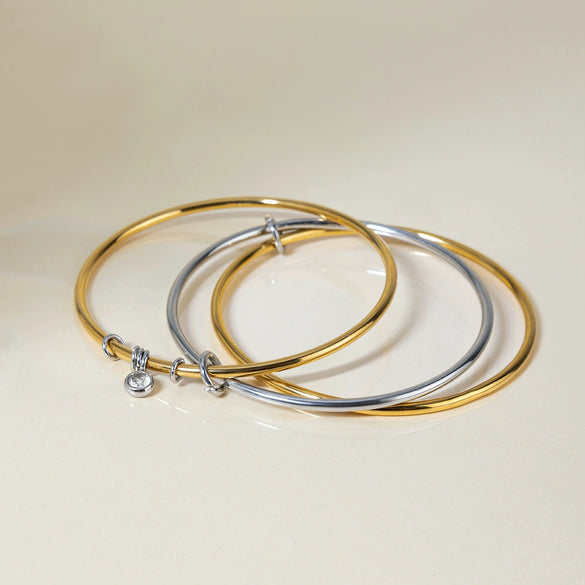 Stainless Steel Electroplated Plain Ring Stacked Threecircle Original Design Geometric Women's Bracelet