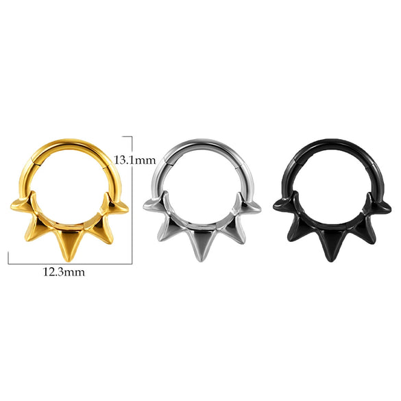 Stainless Steel Electroplated Pointed Cone And Arc Split Ring Jewelry Spider Design Earrings And Nose Ring