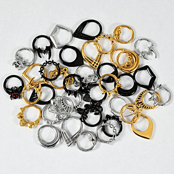 Stainless Steel Electroplated Pointed Cone And Arc Split Ring Jewelry Spider Design Earrings And Nose Ring