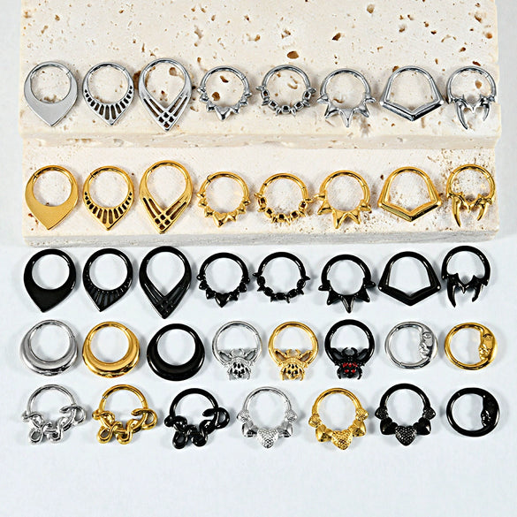 Stainless Steel Electroplated Pointed Cone And Arc Split Ring Jewelry Spider Design Earrings And Nose Ring