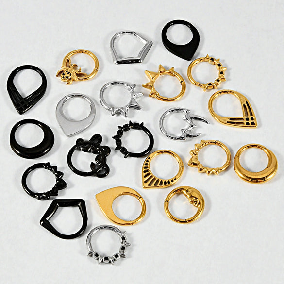 Stainless Steel Electroplated Pointed Cone And Arc Split Ring Jewelry Spider Design Earrings And Nose Ring