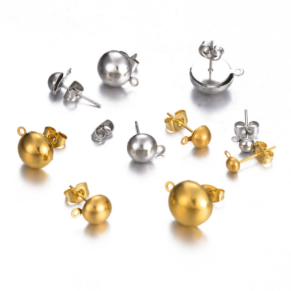 Stainless Steel Electroplated Semicircle Earrings
