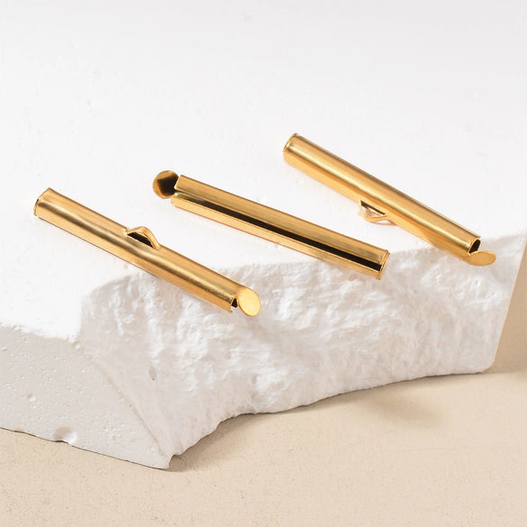 Stainless Steel Electroplated Sliding Buckle Belt Cover Connecting Pipe Sliding Pipe Clip Earrings Diy Accessories